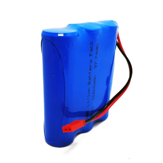 1s3p 3.6V 3.7V 18650 10200mAh 10.2ah Rechargeable Lithium Ion Battery Pack with PCM and Connector
