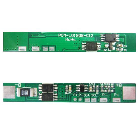 1s 8A PCM BMS for 3.6V 3.7V Li-ion/Lithium/ Li-Polymer 3V 3.2V LiFePO4 Battery Pack with I2c Protocol Size L53*W7.5*T3mm (PCM-L01S08-C12)