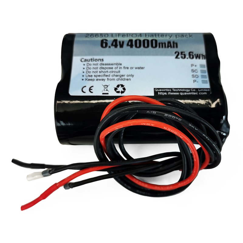 2S1P 26650 6V 6.4V 4000mAh rechargeable LiFePO4 battery pack With I2C Communication protocol