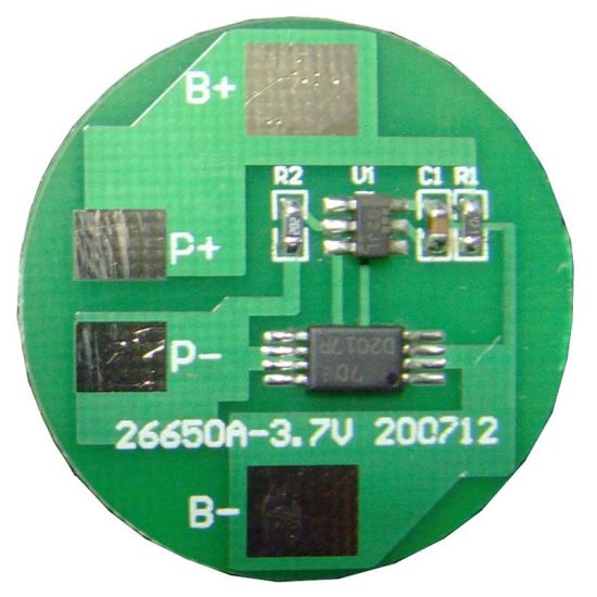 1s 3A Circular PCM BMS for 3.6V 3.7V 26650 26500 Li-ion/Lithium/ Li-Polymer 3V 3.2V LiFePO4 Battery Pack Size Φ 25.5mm (PCM-Li01S3-095)