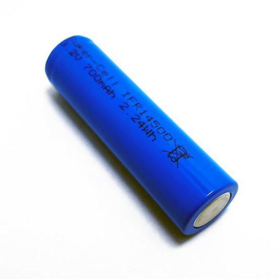 Flat Top 3V 3.2V AA Size IFR14500 700mAh Cylindrical rechargeable lifepo4 cell