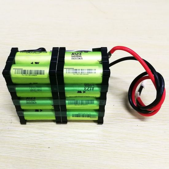 8S2P 24V 25.6V A123 ANR26650 5000mAh rechargeable LiFePO4 Power battery pack with bms and connector