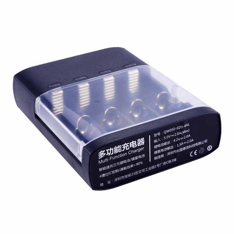 Factory Supply 4 Slot Plug 3V 3.2V LiFePO4 Rechargeable Battery smart Charger(QW050-020-4F)