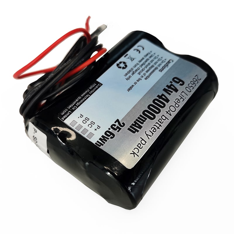 2S1P 26650 6V 6.4V 4000mAh rechargeable LiFePO4 battery pack With I2C Communication protocol